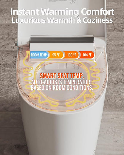 Luoware Smart Toilet Lite without Bidet, One Piece Elongated Modern Toilet