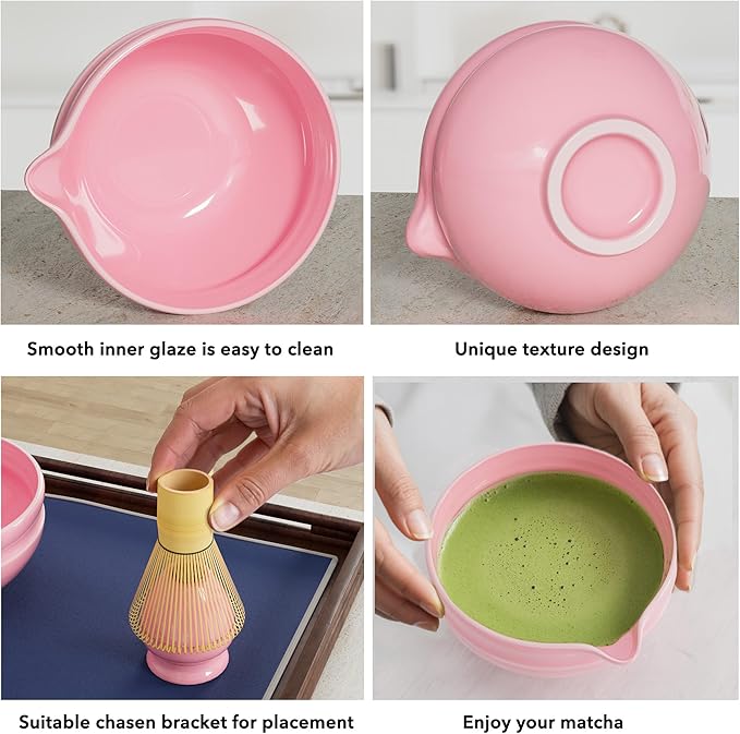 7 Pcs Matcha Whisk Set, Perfect Matcha Kit for Matcha Lovers Includes Ceramic Bowl, Bamboo Whisk, Holder, Scoop, Sifter & Cloth