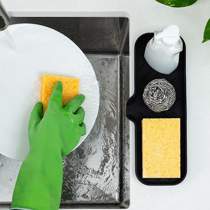 Zulay Kitchen Large Silicone Sponge Holder – Flexible Sink Organizer Tray