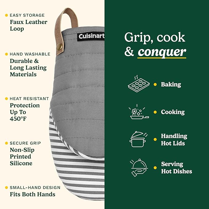 Cuisinart Mini Oven Mitts – 5.5” x 8” Heat-Resistant Kitchen Mitts