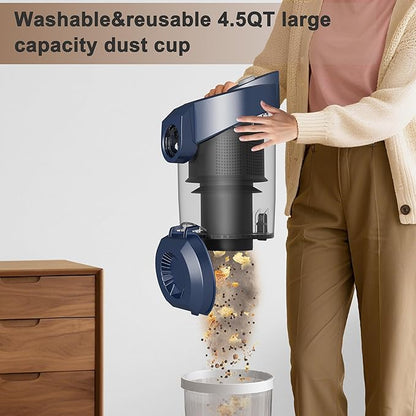 Canister Vacuum Cleaner 45KPa Power Bagless Canister Vacuums for Home with 5 Tools 4.5QT Dust Cup Double HEPA Filter Lightweight Multi-Surface Vacuum Cleaners for Carpet Hard Floor Pet Hair
