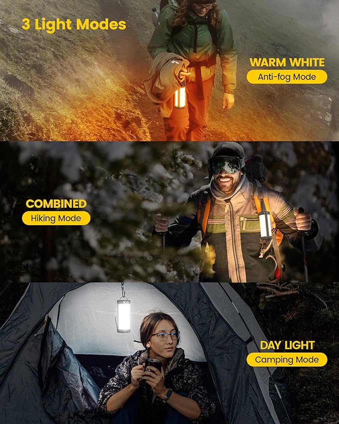 Glocusent 106 LED Camping Lantern Rechargeable, Up to 80Hrs, 5000mAh Lantern with 5 Brightness 3 Modes & SOS, IP68 Waterproof, Max 1200LM, Camping Light for Power Outages Hiking Emergency Hurricane