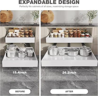 Seinloes 1 Pack Pull Out Cabinet Organizer 21" Deep, Full Extension 3 Slide