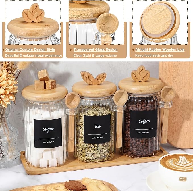 Suclain 3 Pcs Glass Coffee Container