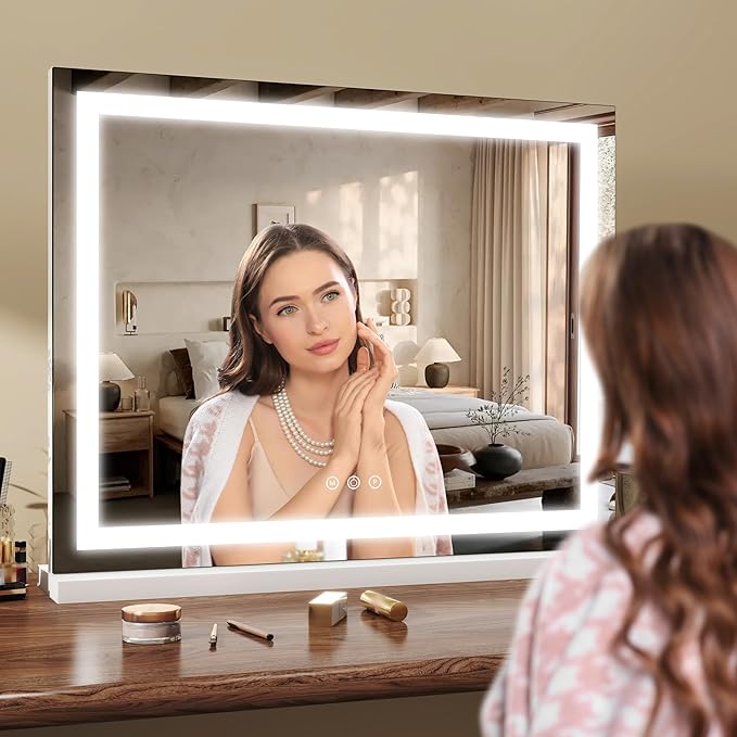 ROLOVE 23x18 Inch Lighted Vanity Mirror, 3-Color Dimmable LED & Touch Control