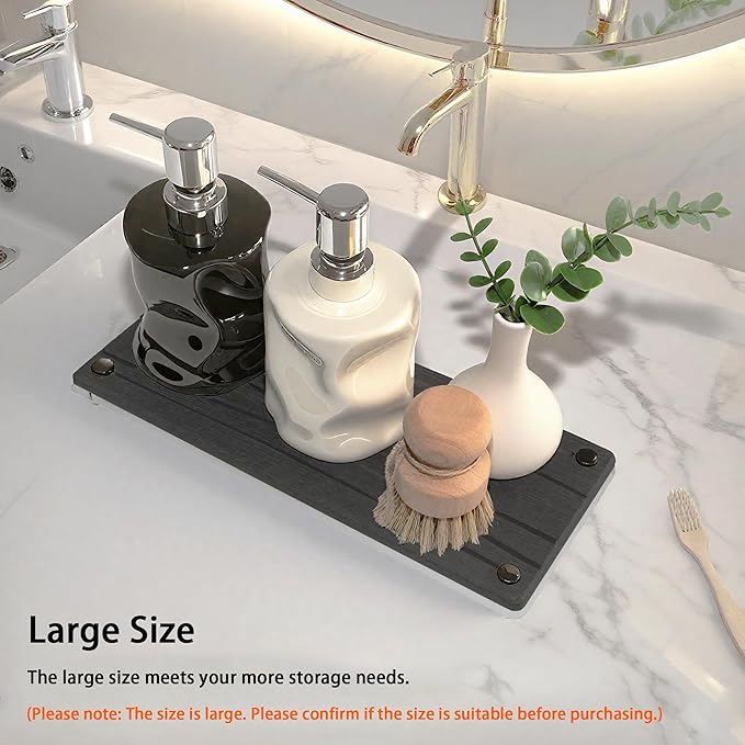 Quick Dry Sink Caddy Kitchen Sink Organizer, Water Absorbing Stone Tray