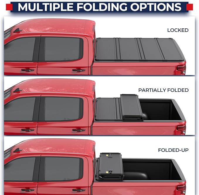 MOSTPLUS Quad 4-Fold Hard Folding Tonneau Cover Truck Bed Compatible with 2007 2008 2009 2010 2011 2012 2013 Chevy Chevrolet Silverado/GMC Sierra 1500 Fleetside - 5.8 FT Aluminum Bed (69.3 inch)
