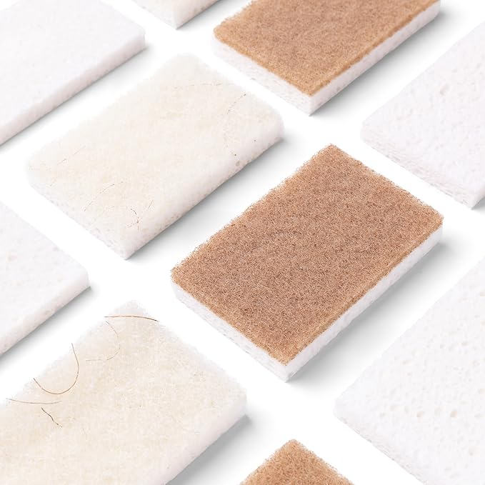 Full Circle Nutcase, Plant-Based Scrubber Sponges – Pack of 6 – 3 Walnut & 3