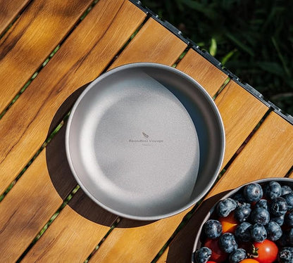 Boundless Voyage Titanium Camping Plate Dishes Saucer Lightweight Round Dinnerware Set Stackable Serving Plates Pasta Plates Travel Outdoor Home Kitchen Tableware Set Ti1117T