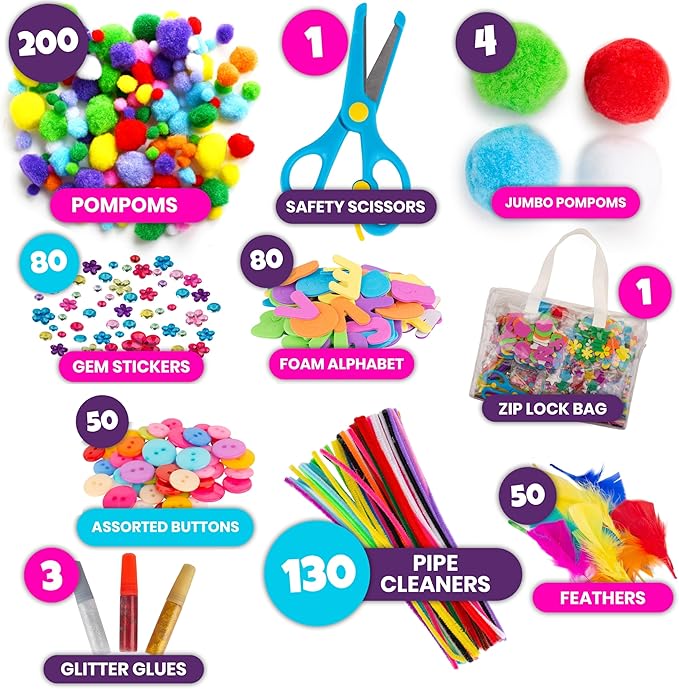 Blue Squid 2000+pcs Craft Kits for Kids, Ages 3-9 Girl Boys Gifts Arts and Crafts for Kids Craft Kits Toys for 3-9 Year Old Girls Boys Birthday Presents Gifts Crafts for 4-10 Year Olds