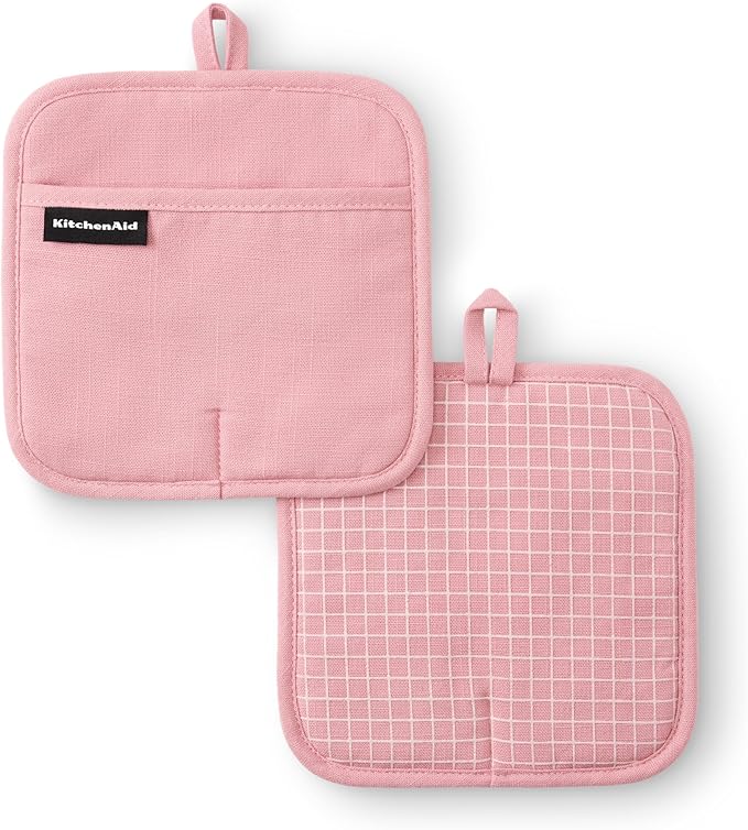 KITCHENAID Gourmet Series Gridlines Pot Holders 2-Pack Set, Heat Resistant up