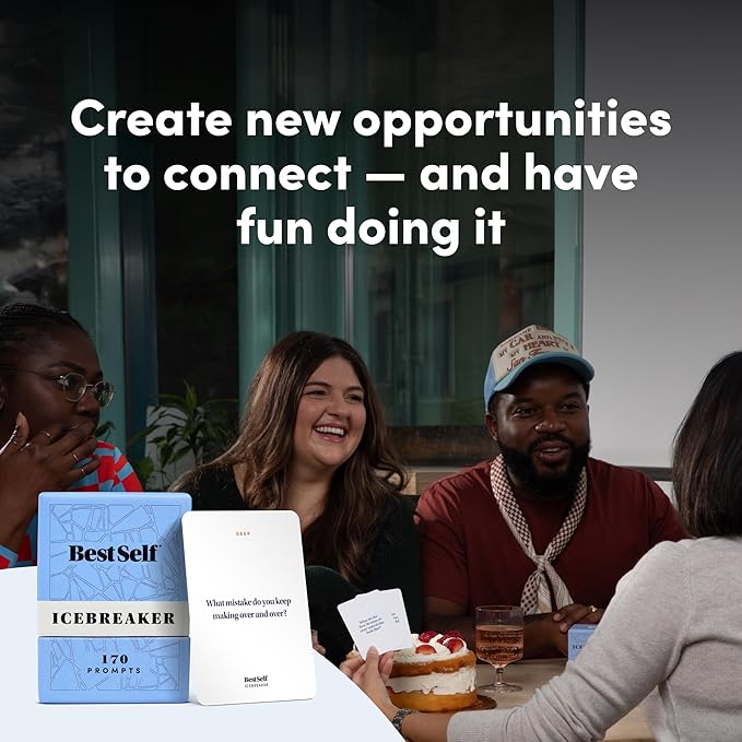 BestSelf Icebreaker Card Deck – 170 Conversation Starters to Spark Meaningful Connections | Ice Breaker Game for Adults, Friends & Couples | Date Night, Team Building & Family Card Game