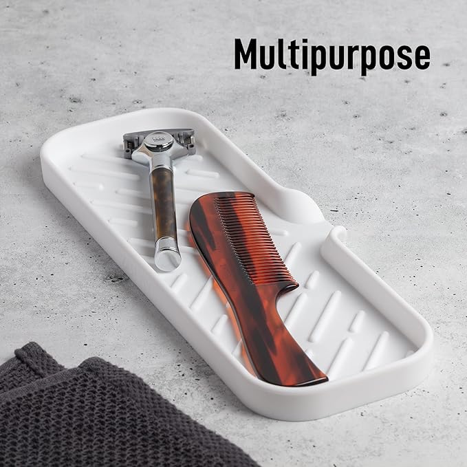 Zulay Kitchen Large Silicone Sponge Holder – Flexible Sink Organizer Tray