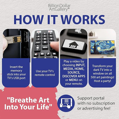 BillionDollarArtGallery® Transform your TV Into Wall Art | Display 500 Of The World's Most Iconic Paintings | Art TV | Unique Gift | Home Décor | Living Room Decor | Wall Art