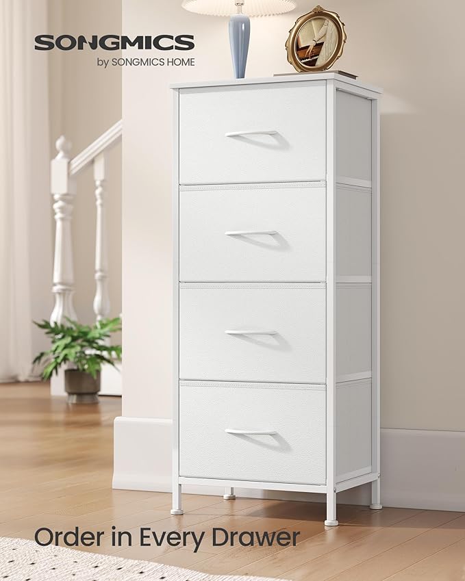 SONGMICS Dresser for Bedroom, Chest of Drawers, 4 Non-Woven Fabric Drawers