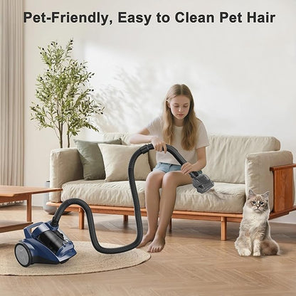 Canister Vacuum Cleaner 45KPa Power Bagless Canister Vacuums for Home with 5 Tools 4.5QT Dust Cup Double HEPA Filter Lightweight Multi-Surface Vacuum Cleaners for Carpet Hard Floor Pet Hair