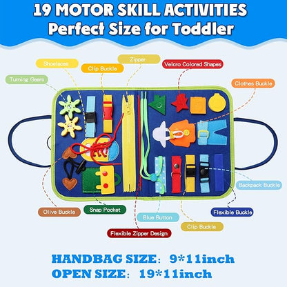 Guolely Busy Board Montessori Toy for 3-6 Year Old Toddlers - Educational Activity Developing Sensory Board for Fine Basic Dress Motor Skills - Travel Toys for Plane Car, Gift for Boys Girls