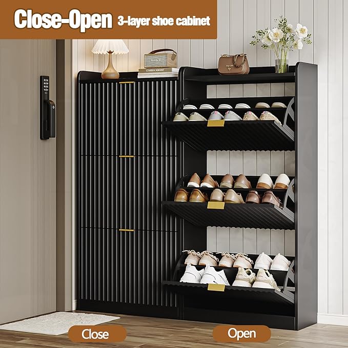 CHUWELL Fluted Shoe Cabinet Storage