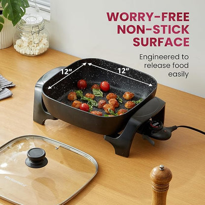 Elite Gourmet EG6201 Extra Deep 12"x12"x3.2" Scratch Resistant Dishwasher Safe