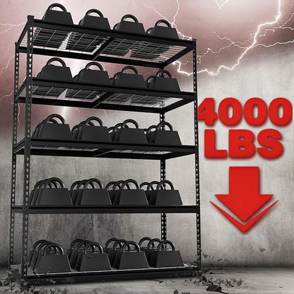 WORKPRO 5-Tier Heavy Duty Metal Shelving Unit, 48”W x 24”D x 72”H, Adjustable Storage Rack, 4000 lbs Total Load Capacity, Ideal for Garage, Basement, Warehouse, Workshop