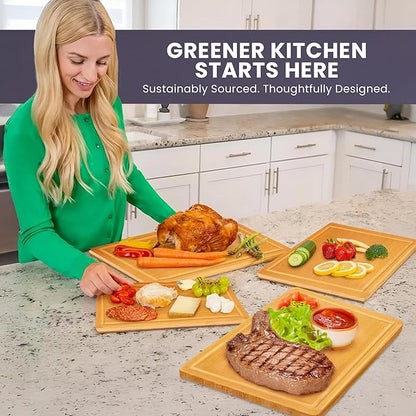 Glue-Free Surface™ 2XL Extra Large Bamboo Cutting Board Set of 4 – Small
