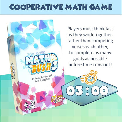 Math Rush 3: Fractions, Decimals & Percentages - A Cooperative Time-Based Math Flash Card Game for Kids, Students, and Families | Fun & Engaging STEM Game for Math Class or Family Game Night