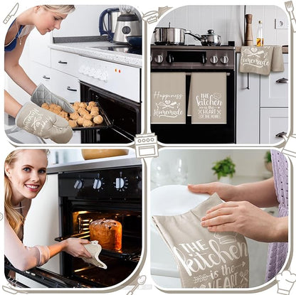 Sratte 6 Pcs Kitchen Decor Accessories Set Farmhouse Towels Pot Holders Oven