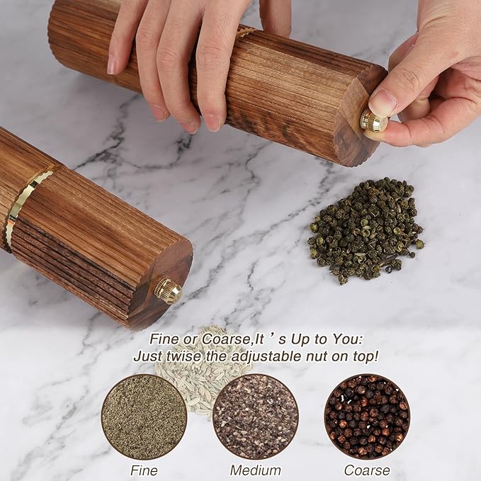 Wooden Pepper Grinder Pepper Mill, Adjustable Coarseness Salt Pepper Grinder