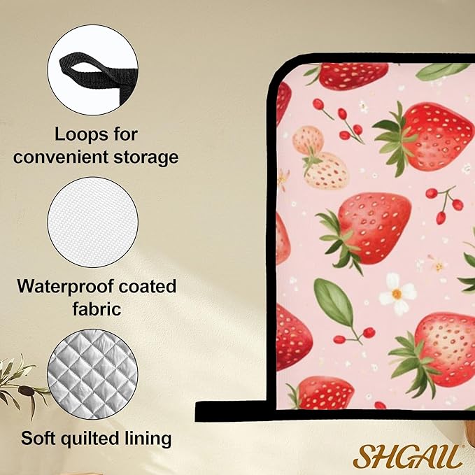 Strawberry Daisy Pattern Oven Gloves and Hot Pads Set