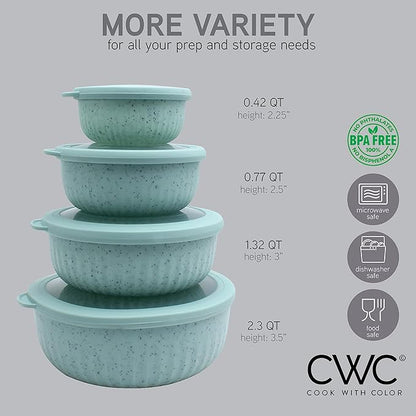 COOK WITH COLOR Prep Bowls with Lids- Wide and Deep Nesting Plastic Small