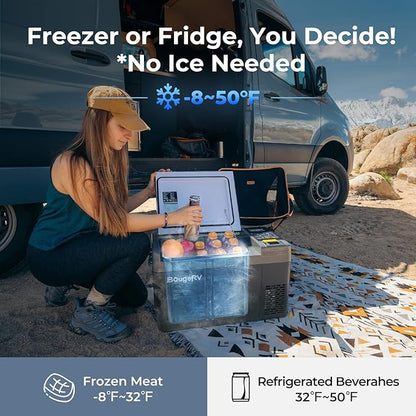 BougeRV 12 Volt Refrigerator, CRPRO 21 Quart 12V Car Fridge, Portable Freezer