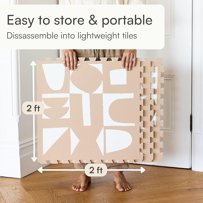 Lillefolk Baby Play Mat for Floor – 6x8ft Terracotta | Soft Non Toxic Premium EVA Foam Tiles for Tummy Time, Crawling & Playroom – Waterproof Interlocking Floor Mat for Babies & Toddlers (12 Tiles)