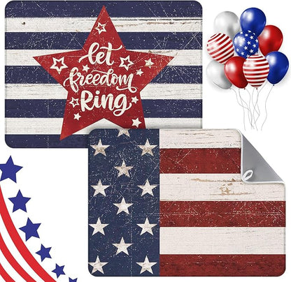SiliFine 2 Pcs 4th of July Dish Drying Mat