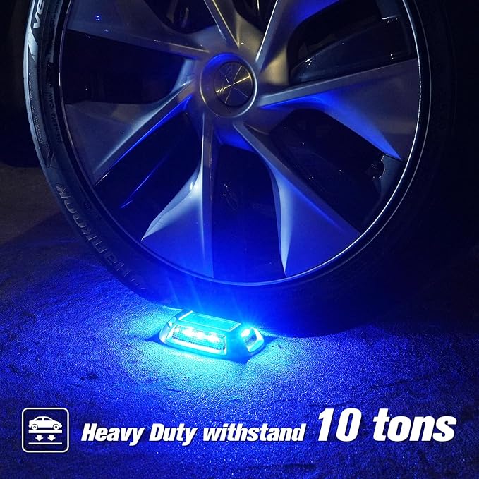 VOLISUN Solar Driveway Lights Dock Deck Lights 12 Pack,9 Colors in 1 Led IP67 Waterproof Outdoor Warning Step Lights for Driveway Sidewalk Pathway RGB