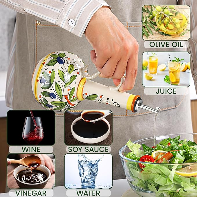 18 oz Ceramic Olive Oil Dispenser Bottle