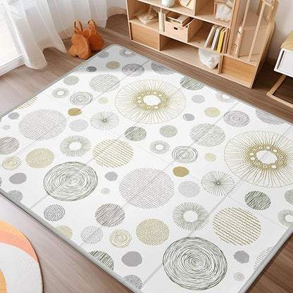 Extra Large Play Mat for Baby, 0.8 Inch Thick BPA Free, Reversible Foldable Baby Play Mat, 79" x71" Waterproof Foam Floor Baby Crawling Mat, Portable Playmat for Infants, Toddler, Kids, Circle