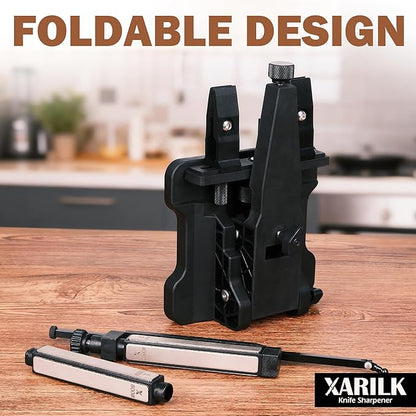 Portable Folding Adjustable Knife Sharpener – Includes 2 Diamond Sharpening