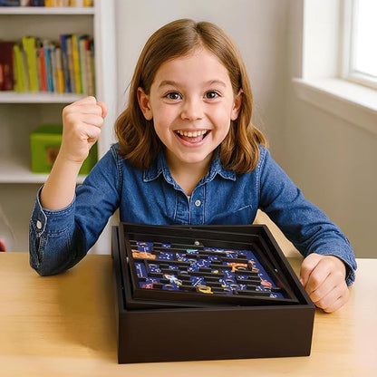 STERLING Games Wooden Labyrinth Space Shuttle Theme Tilt Maze Game with Marble Ball and 60 Waypoints for 6 Years Up, 13.5" x 13" Board
