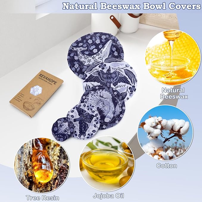 5-Size Reusable Beeswax Bowl Covers