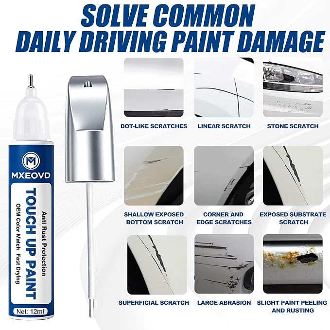 Diamond Black Crystal Pearl PXJ Touch Up Paint Compatible with Jeep, All in One Car Scratch Repair Kit with Primer Putty & Clear Coat, Complete Sanding Tools Set for Scratches Chips Nicks