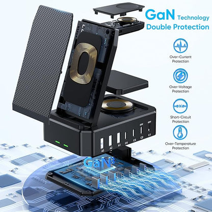 300W Charging Station for Multiple Devices Apple, 10 in 1 Wireless Charger for