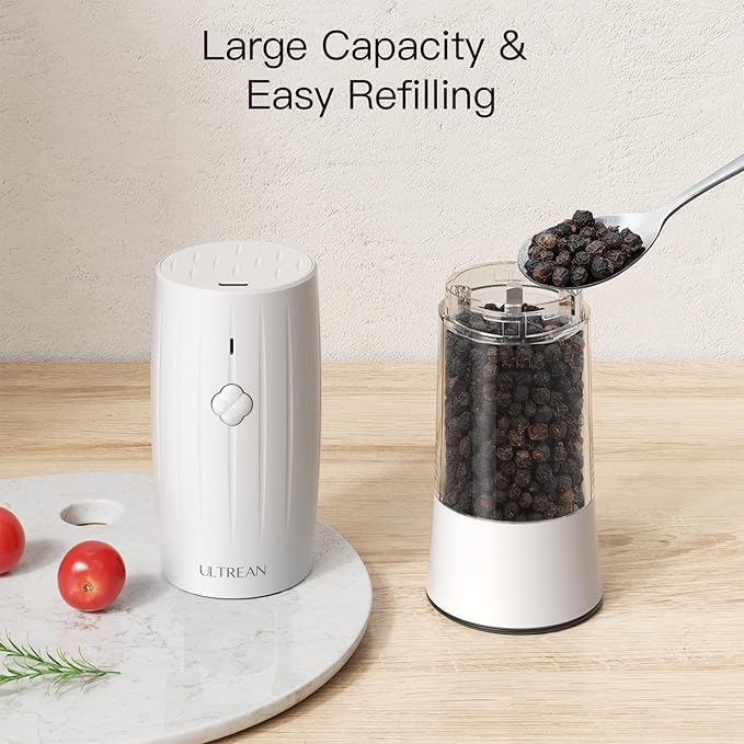 Ultrean Salt and Pepper Grinder Set, USB-C Rechargeable Automatic Pepper