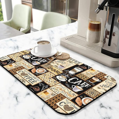 Fun Coffee Mat 19inx12in, Coffee Bar Mat