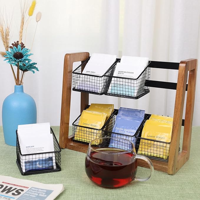 HTB 2 Tier Tea Organizer for Tea Bags, Tea Bag Holder