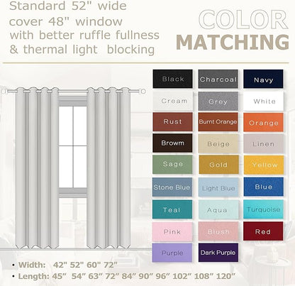 KOUFALL Neutral Taupe Blackout Curtains 96 Inches Long