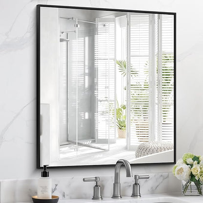 Black Bathroom Mirror for Wall, 30x36 Inch Rectangle