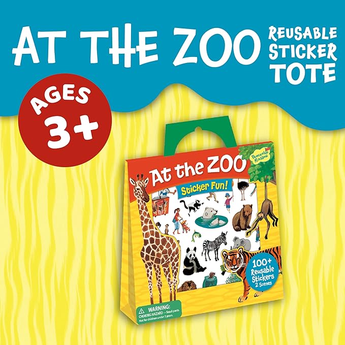 Peaceable Kingdom Press Sticker Fun! At The Zoo Reusable Sticker Tote