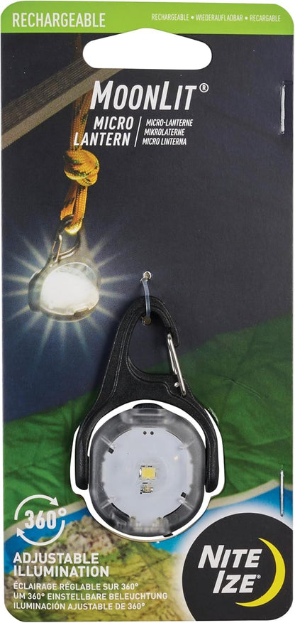 Nite Ize Moonlit Rechargeable Micro Lantern - Portable Mini Lantern for Camping Accessories & Hiking Gear - Features Carabiner Clip with a Weather-Resistant Design