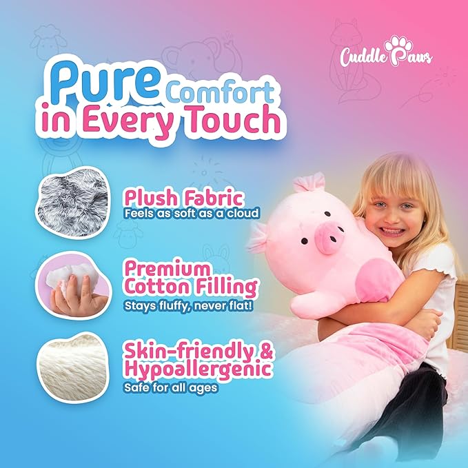 Big Pig Plush Body Pillow for Kids | Long Stuffed Animal Cuddle Pillow | Soft Hugging Toy | Plushie Gift for Girls & Boys | Long Plush Body Pillow for Sleep & Comfort | Large, 47 Inches