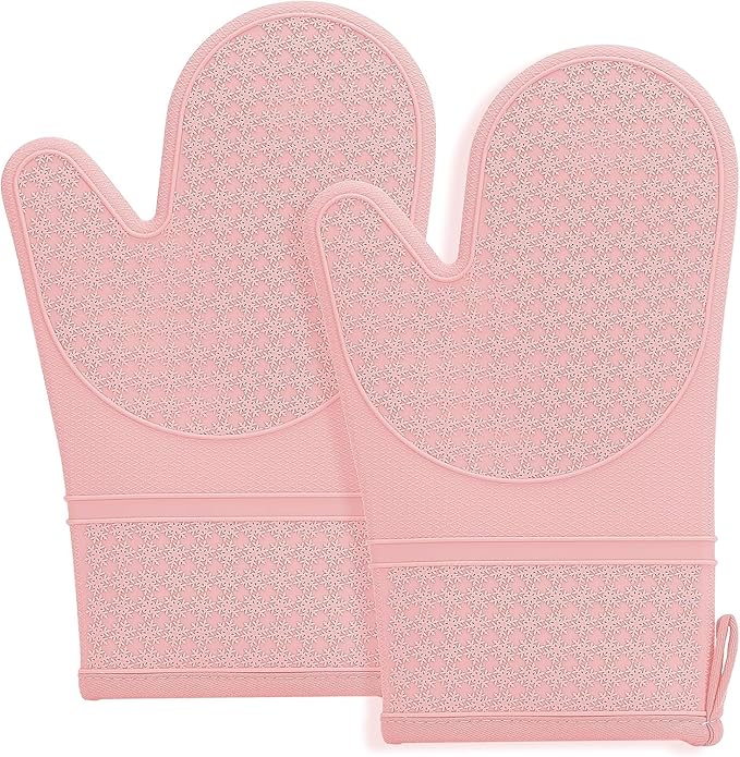 Hovico Silicone Oven Mitts, Heat Resistant 500F Kitchen Mitts 2PCS, 11.6"